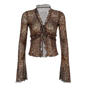 String Leopard Print Top