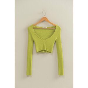 Long Sleeve Ribbed Crop Top