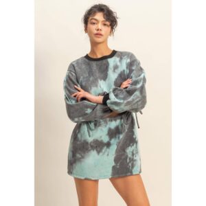 Tie-Dye Cutout Sweatshirt Dress