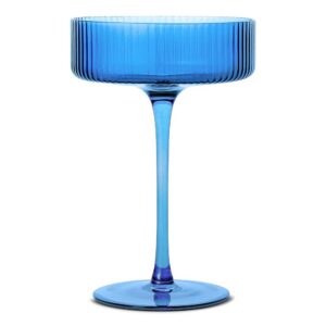 Blue Ribbed Cocktail Coupe
