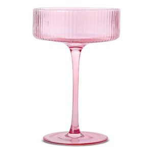 Pink Ribbed Cocktail Coupe