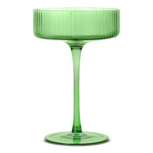 Green Ribbed Cocktail Coupe